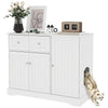 PawHut Cat Litter Box Enclosure, Hidden Litter Box Furnitrue Indoor Cat House with Drawer, Storage, Anti-tip Kit, Cat Washroom for Living Room, Bedroom, White