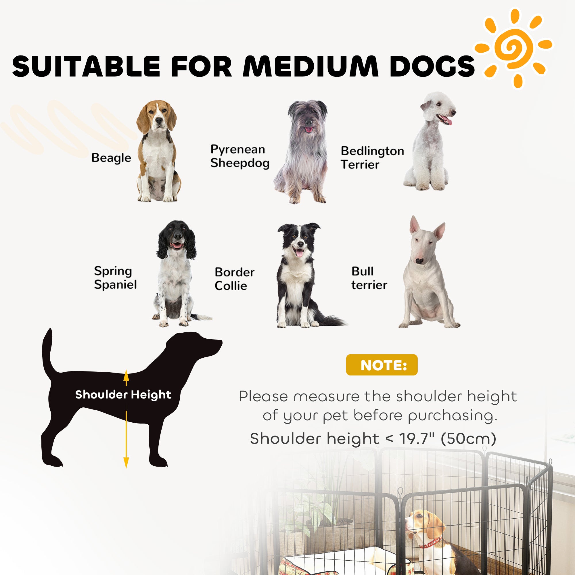 PawHut 8 Panels Dog Playpen, 31.5" H Heavy Duty Dog Pen, Portable & Foldable Dog Fence with Door & Strap for Indoor Outdoor Backyard Garden, Puppy Pet Playpen for Medium Dogs