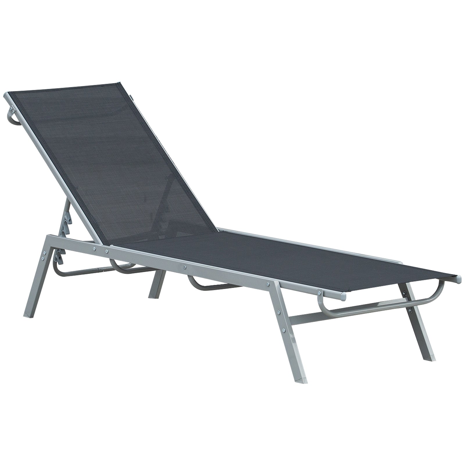 Outsunny Patio Lounge Chair, Outdoor Sun Lounger with 5-Position Backrest for Sun Room, Garden, Black