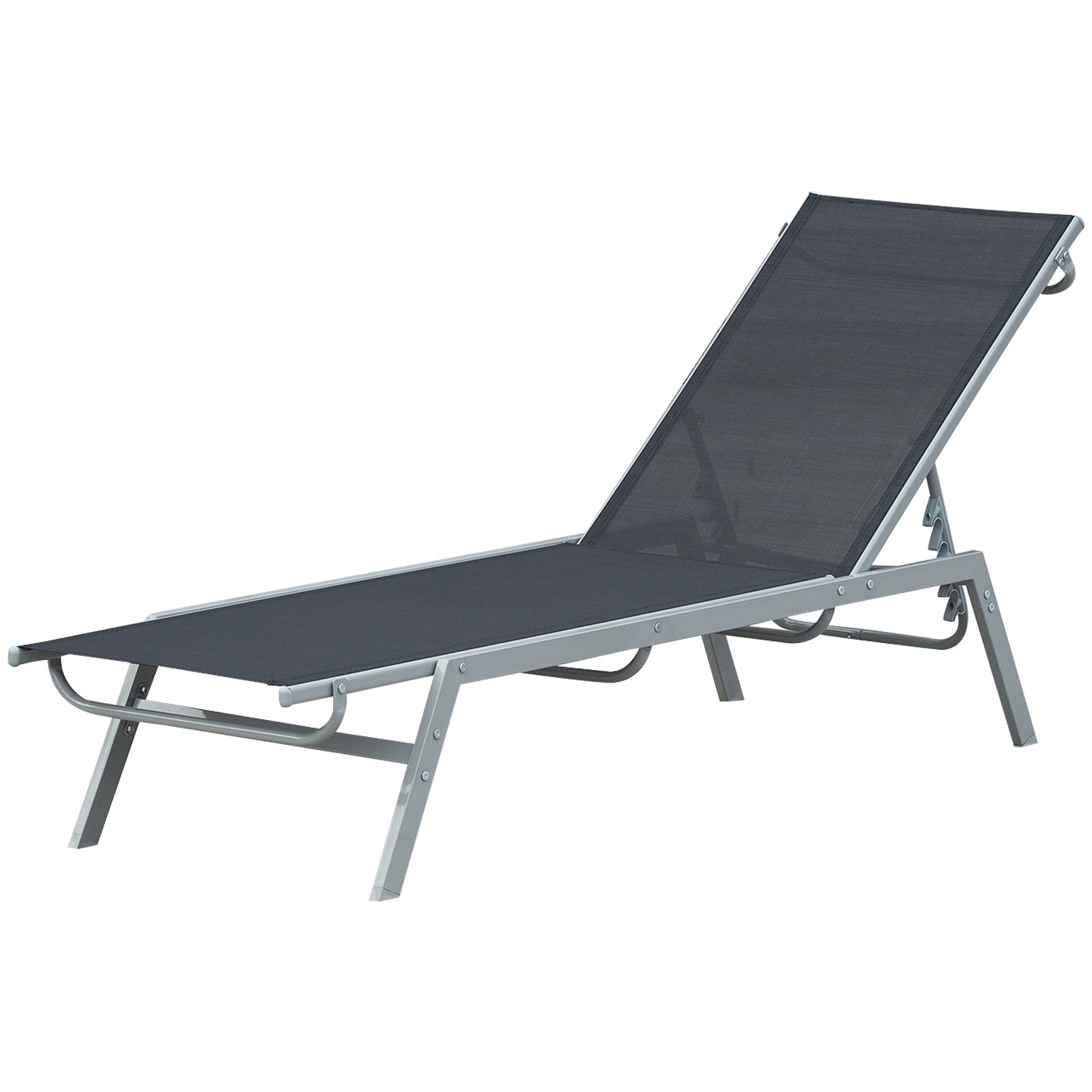 Outsunny Patio Lounge Chair, Outdoor Sun Lounger with 5-Position Backrest for Sun Room, Garden, Black