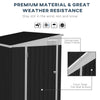 Outsunny 4' x 6' Steel Garden Storage Shed Lean to Shed Outdoor Metal Tool House with Lockable Door and 2 Air Vents for Backyard, Patio, Lawn, Dark Grey