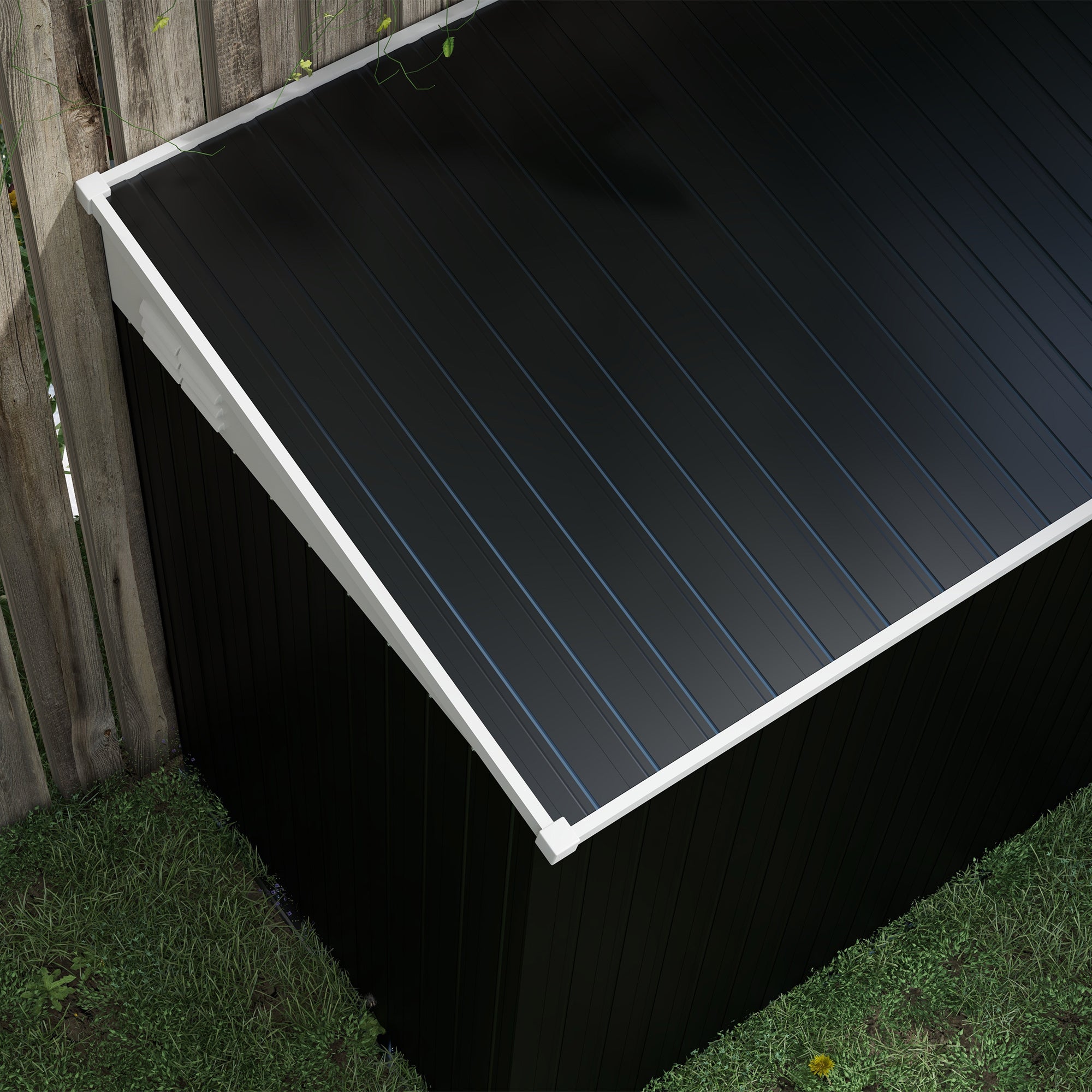 Outsunny 4' x 6' Steel Garden Storage Shed Lean to Shed Outdoor Metal Tool House with Lockable Door and 2 Air Vents for Backyard, Patio, Lawn, Dark Grey