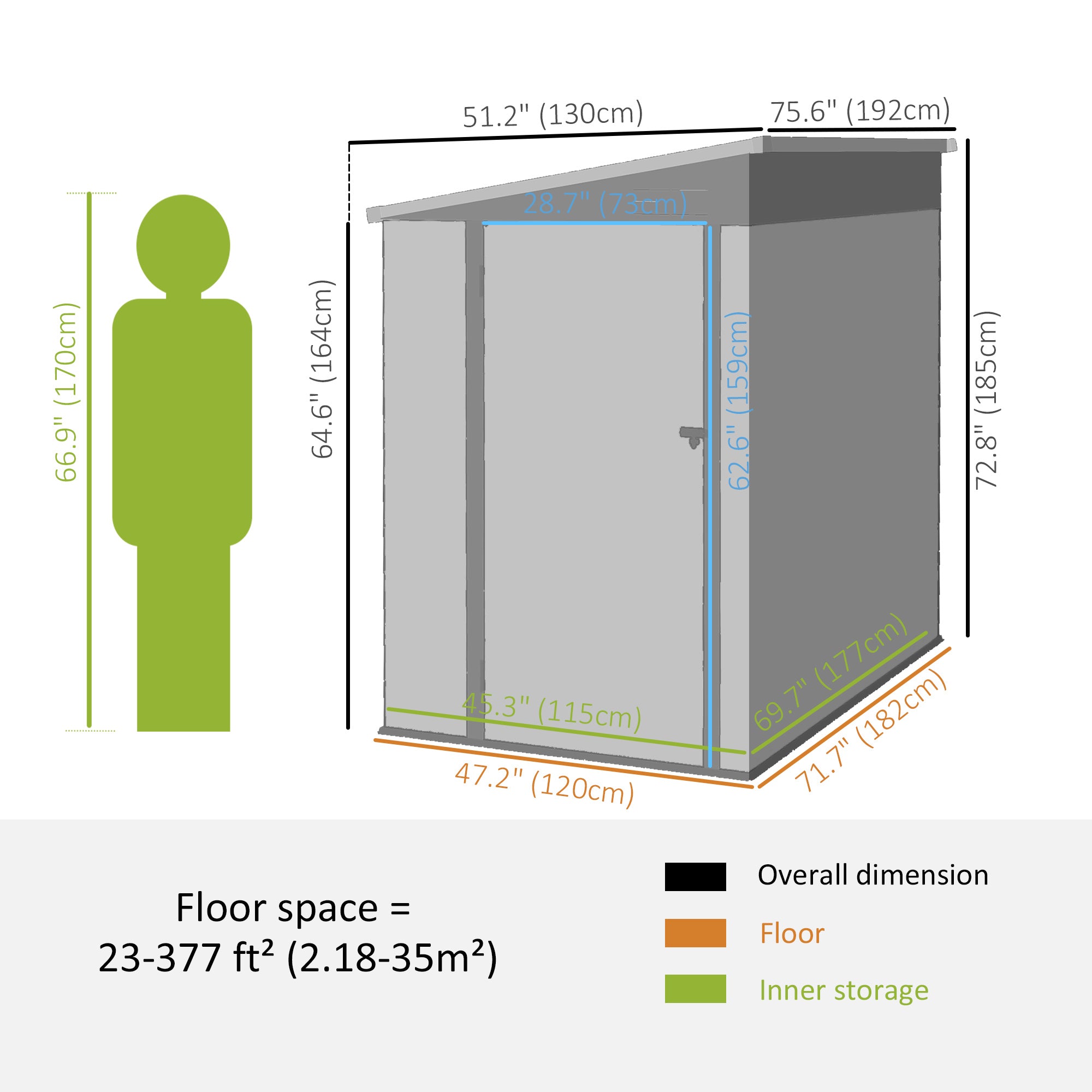 Outsunny 4' x 6' Steel Garden Storage Shed Lean to Shed Outdoor Metal Tool House with Lockable Door and 2 Air Vents for Backyard, Patio, Lawn, Dark Grey