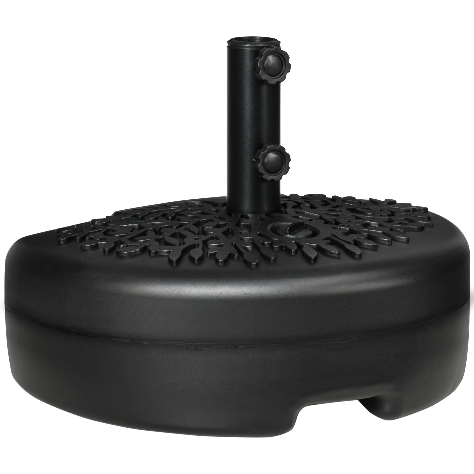 Outsunny Half Round Umbrella Base, Sand or Water Filled Half Patio Umbrella Stand Holder for Lawn, Deck, 40lb Capacity Water or 46lb Capacity Sand, Fit 1.5"or 2" Pole, Black