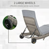 Outsunny Wicker Chaise Lounge, Outdoor Lounge Chair, 5-Level Adjustable Backrest S-Shape Rattan Lounger with Cushion & Wheels for Patio, Deck, Poolside, Grey