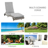 Outsunny Wicker Chaise Lounge, Outdoor Lounge Chair, 5-Level Adjustable Backrest S-Shape Rattan Lounger with Cushion & Wheels for Patio, Deck, Poolside, Grey