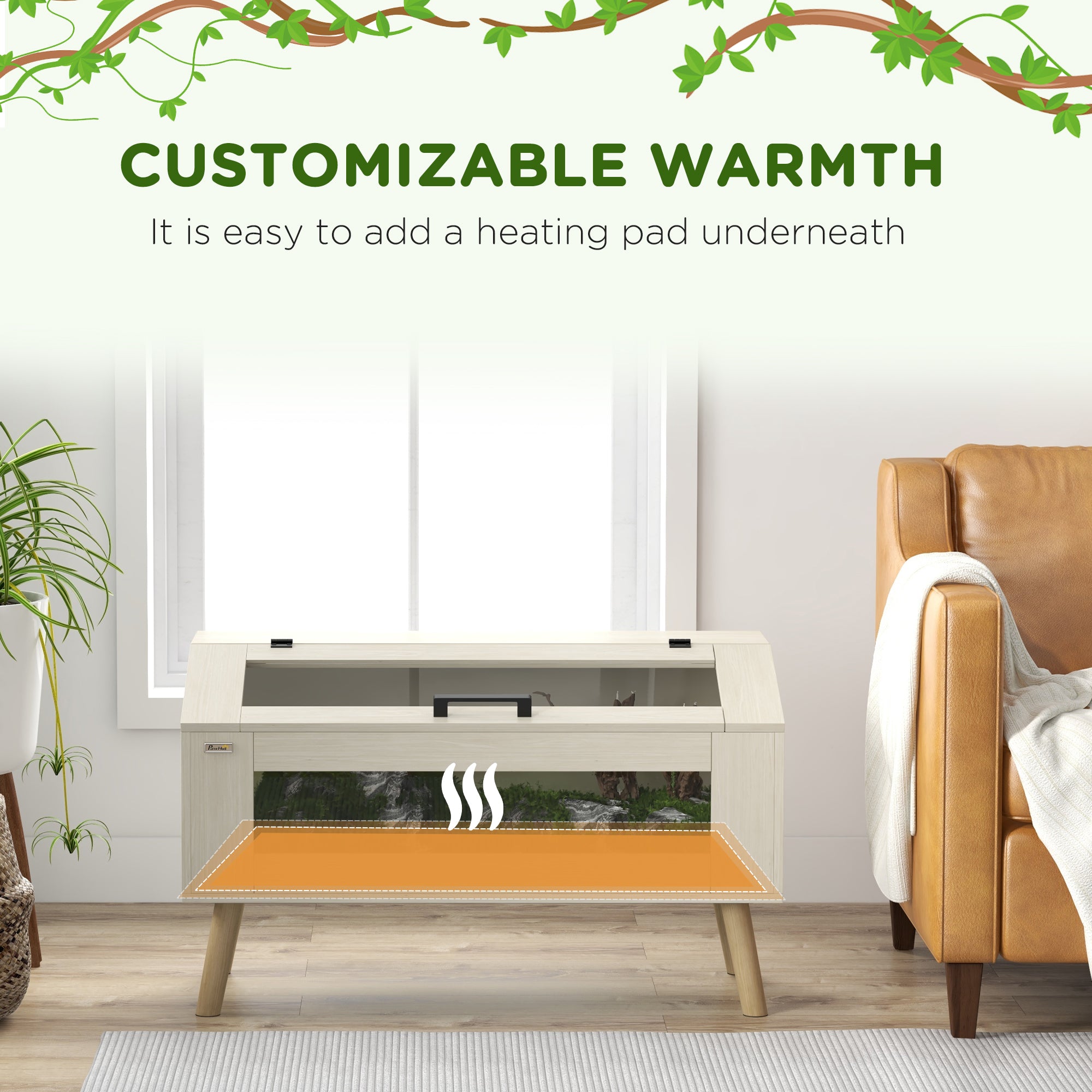 PawHut 140L Reptile Vivarium Terrarium with Tempered Glass Windows, Openable Top for Snake Lizards, Horned Frogs, Chameleons, Hamsters, Gerbils, 100 x 50 x 60cm