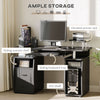 HOMCOM Computer Desk with Keyboard Tray, CPU Stand, Writing Desk with Drawers, Workstation for Home Office, Black