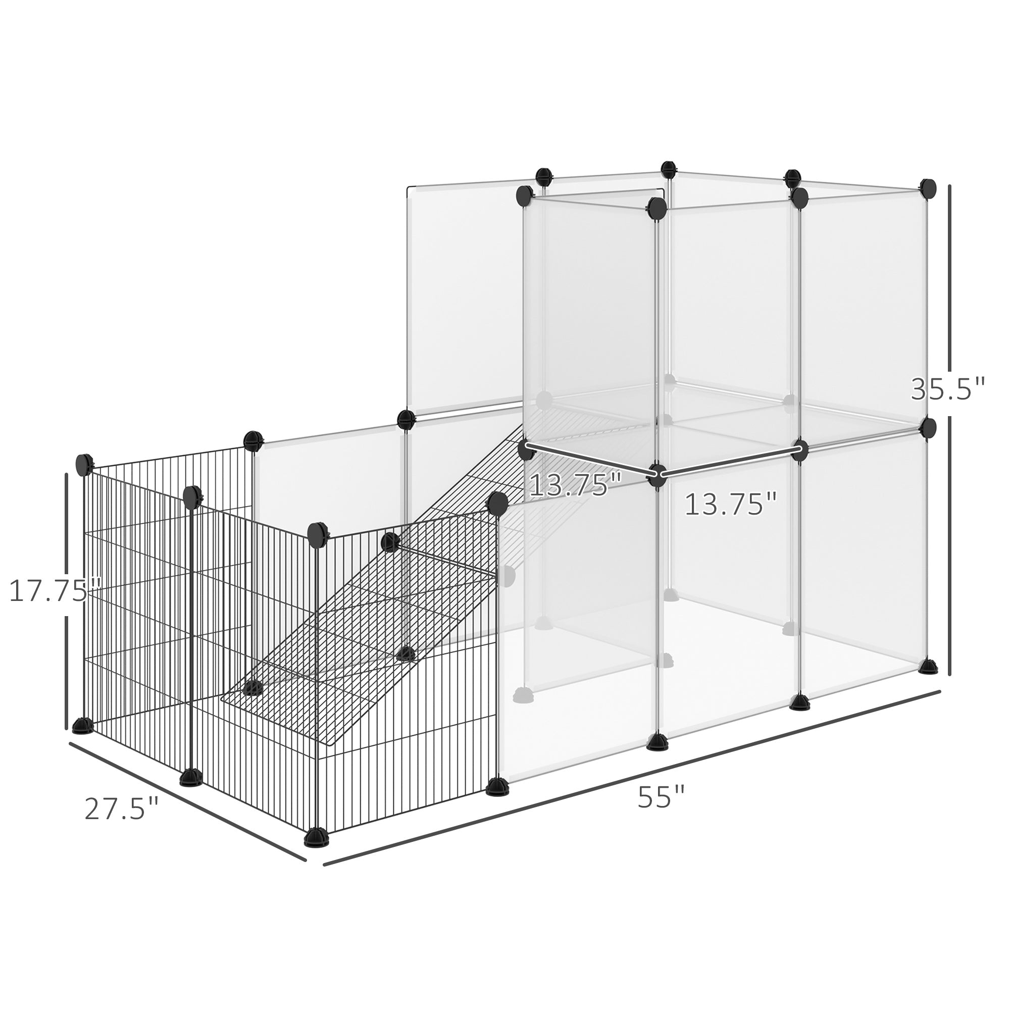 Pawhut Pet Playpen Portable Pet Fence for Small Animals, DIY Plastic Modular Fence for Guinea Pigs, Bunny, Hedgehog