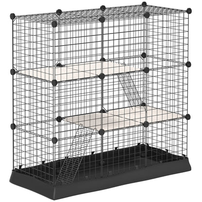 PawHut 31 Panels Pet Playpen with Water-resistant Cloth, Small Animal Playpen, Portable Metal Wire Yard for Ferrets, Chinchillas, Squirrels, with Doors, Ramps, Covered with Soft Fabric