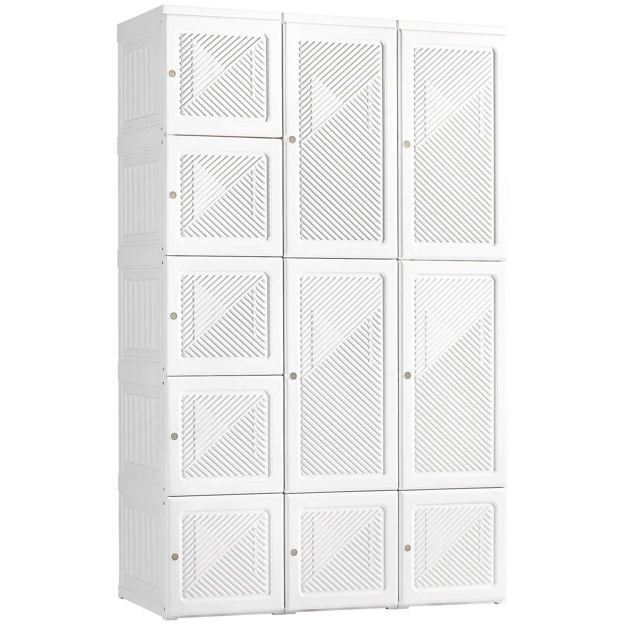 HOMCOM Portable Wardrobe Closet, Folding Wardrobe Cabinet, Clothes Storage Organizer with 8 Cube Compartments, 2 Hanging Rods, 11 Magnet Doors, Easy Assembly, White