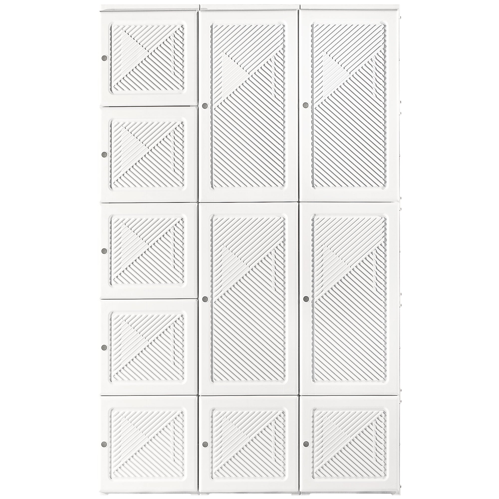 HOMCOM Portable Wardrobe Closet, Folding Wardrobe Cabinet, Clothes Storage Organizer with 8 Cube Compartments, 2 Hanging Rods, 11 Magnet Doors, Easy Assembly, White