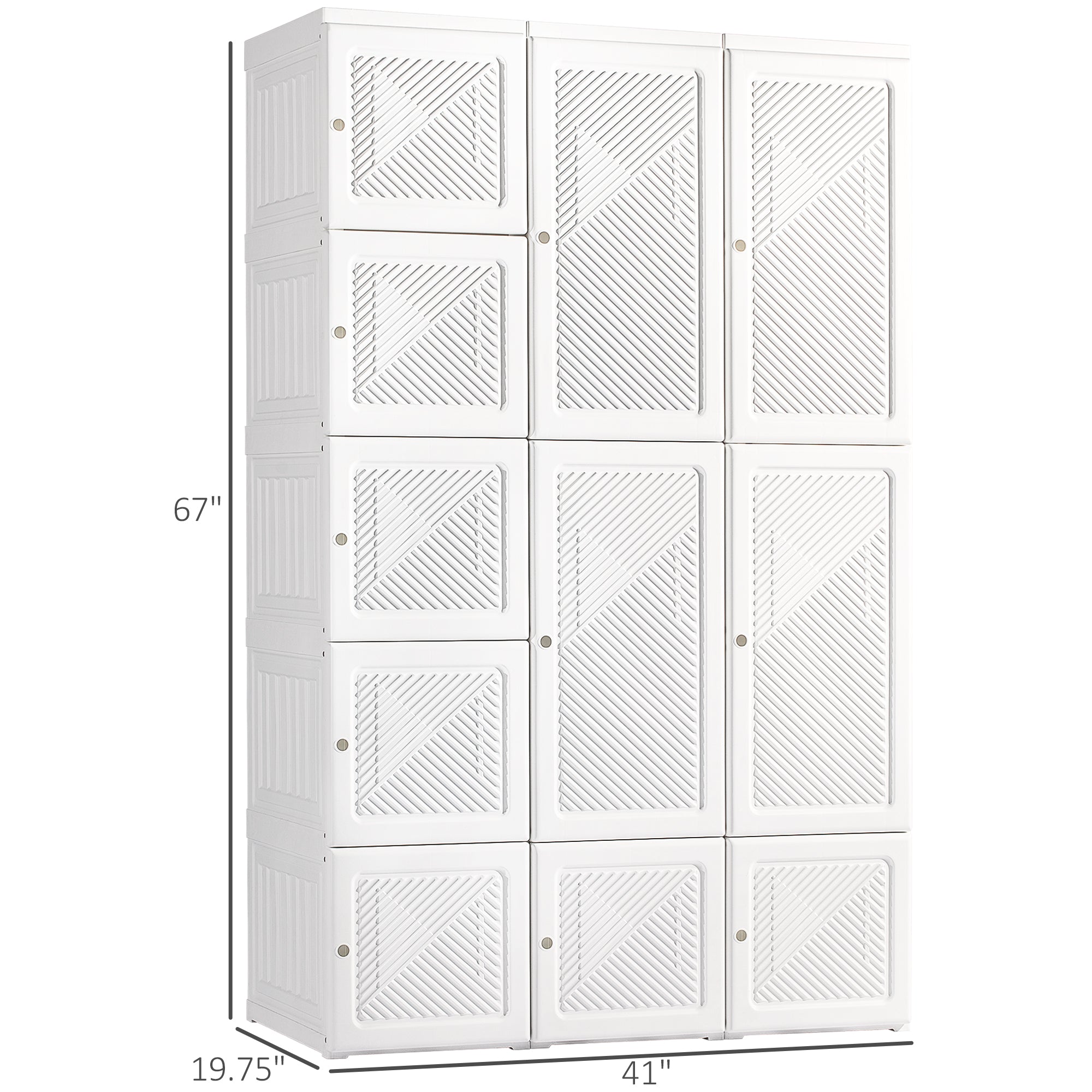 HOMCOM Portable Wardrobe Closet, Folding Wardrobe Cabinet, Clothes Storage Organizer with 8 Cube Compartments, 2 Hanging Rods, 11 Magnet Doors, Easy Assembly, White