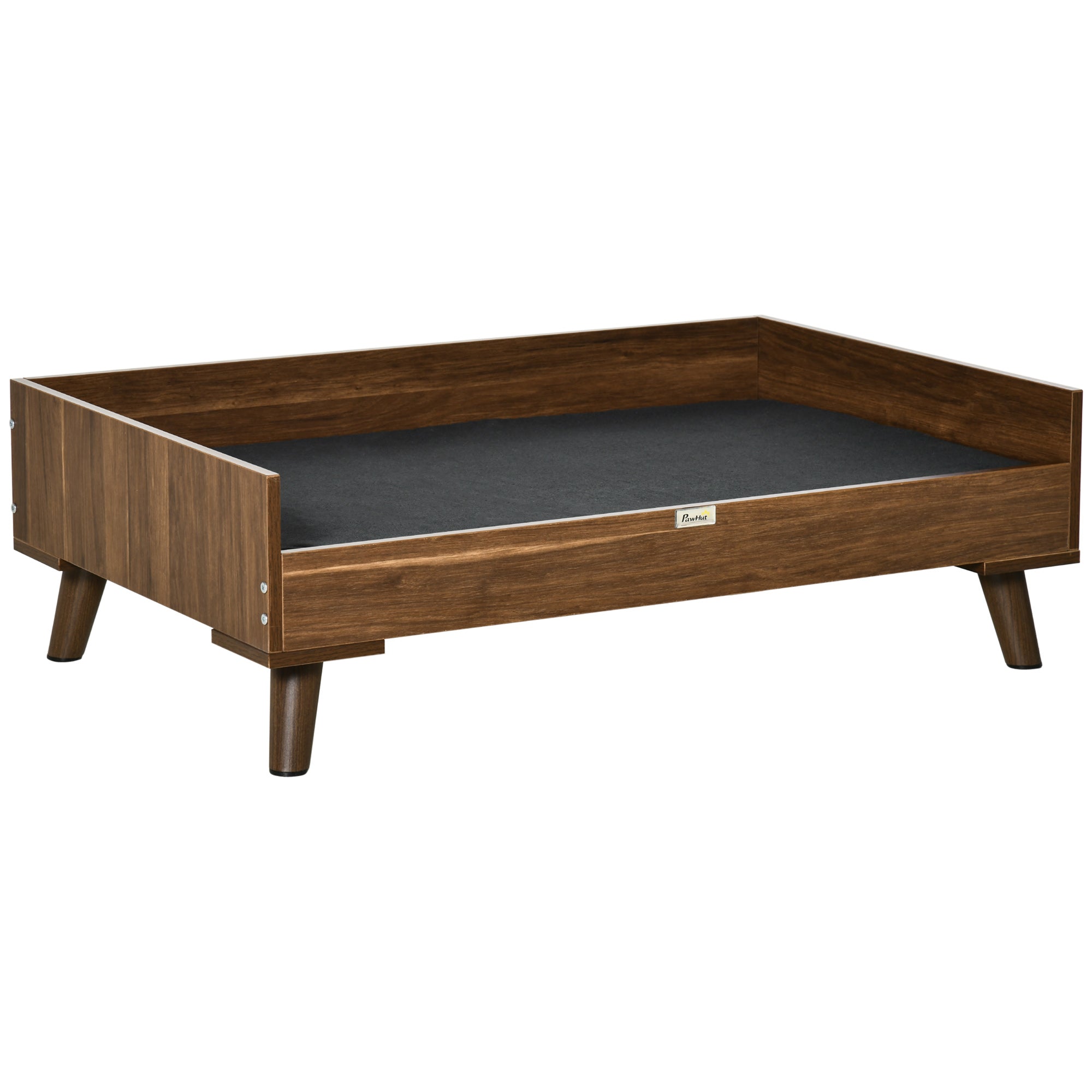 PawHut Elevated Dog Bed with Soft Sponge Cushion, Modern Wood Dog Bed, High and Upraised off of Durable Steel Legs, Coffee Bean, Jet Black