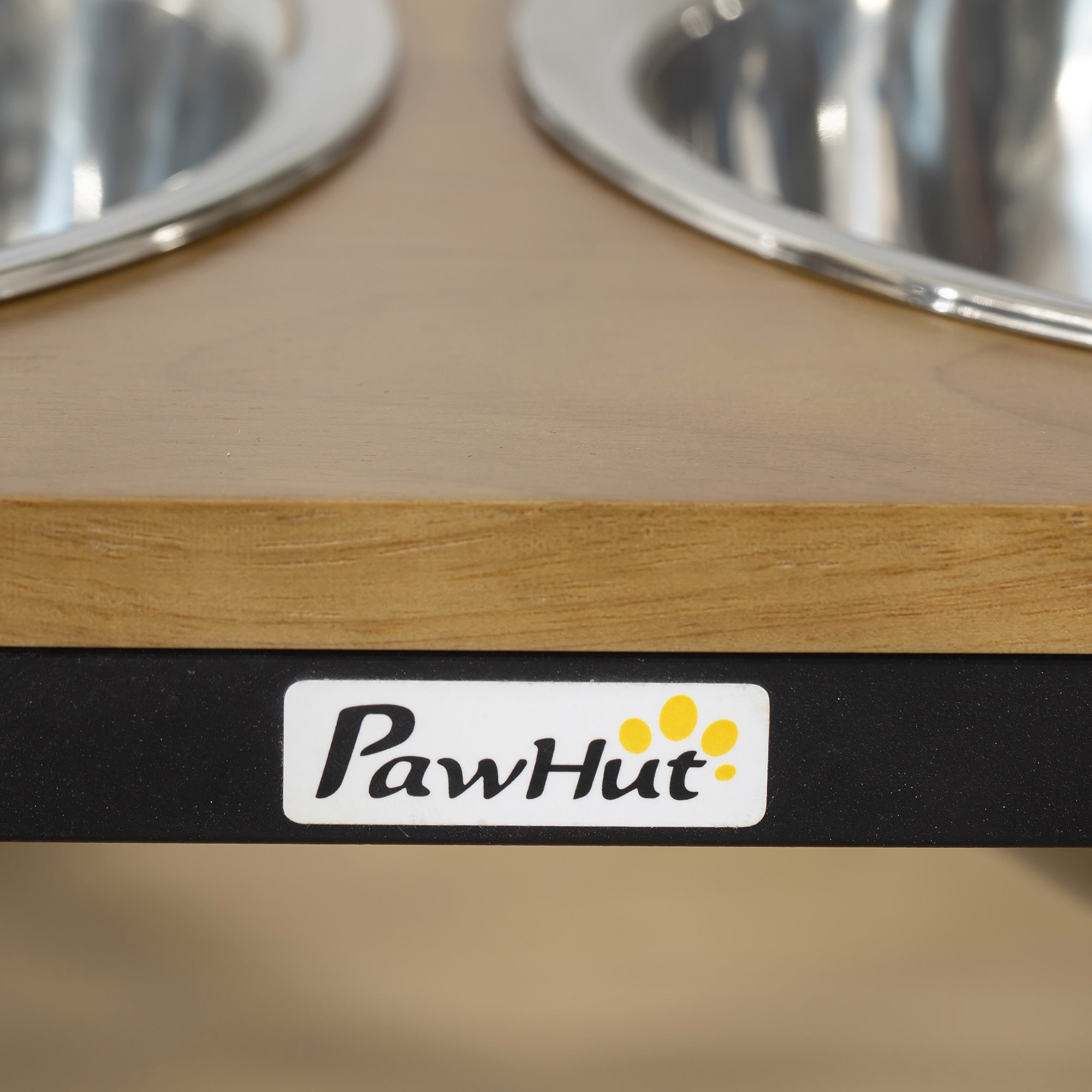 PawHut Elevated Dog Bowls with Stand, Raised Dog Feeder for Large Sized Dogs, Oak