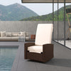 Outsunny PE Rattan Outdoor Swivel Chair with 360° Swivel, Wicker Patio Chair with Footrest, Soft Cushion and Armrest for Patio, Garden, Backyard, Cream White