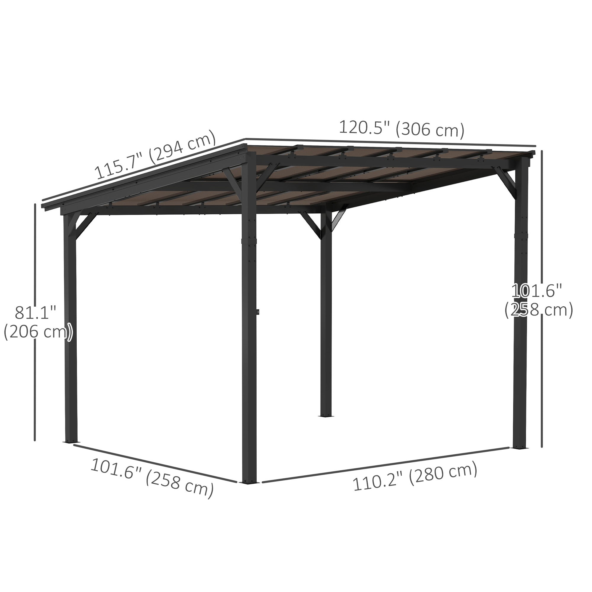 Outsunny 10' x 10' Outdoor Pergola with UPF 50+ and Waterproof Polycarbonate Roof, Wall-Mounted / Free Standing Hardtop Gazebo, Wind-resistant for Patio Deck Backyard, Dark Grey