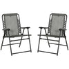 Outsunny Set of 2 Folding Patio Chairs, Outdoor Bungee Sling Chairs for Travel, Portable Camping Chairs w/ Armrests for Garden, Pool, Beach, Backyard, Grey