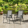 Outsunny Set of 2 Folding Patio Chairs, Outdoor Bungee Sling Chairs for Travel, Portable Camping Chairs w/ Armrests for Garden, Pool, Beach, Backyard, Grey