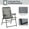 Outsunny Set of 2 Folding Patio Chairs, Outdoor Bungee Sling Chairs for Travel, Portable Camping Chairs w/ Armrests for Garden, Pool, Beach, Backyard, Grey