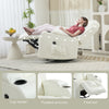HOMCOM Massage Recliner Chair for Living Room with 8 Vibration, Overstuffed PU Leather Manual Reclining Chair with Wide Seat, Cup Holders, 360° Swivel, Rocking, Cream White