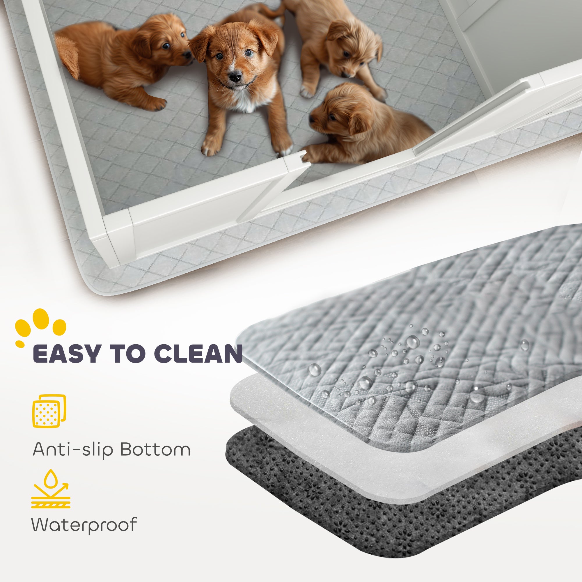 PawHut Whelping Box for Dogs, Newborn Puppy Supplies with Retractable Light Stand, Waterproof Pee Pad, Adjustable Height Door, Dog Whelping Pen for Small and Medium Breed Dogs, 77" x 38"