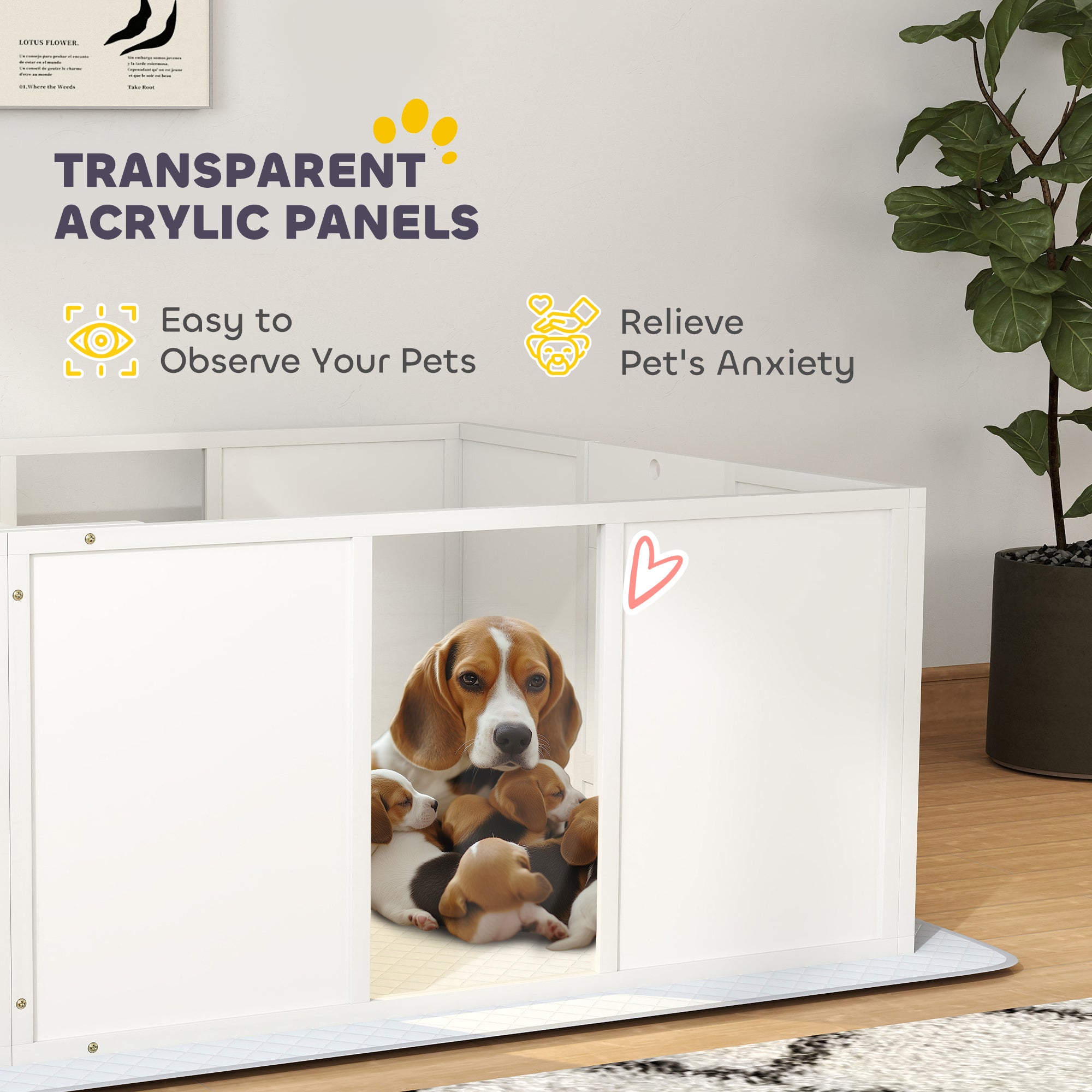 PawHut Whelping Box for Dogs, Newborn Puppy Supplies with Retractable Light Stand, Waterproof Pee Pad, Adjustable Height Door, Dog Whelping Pen for Small and Medium Breed Dogs, 77" x 38"