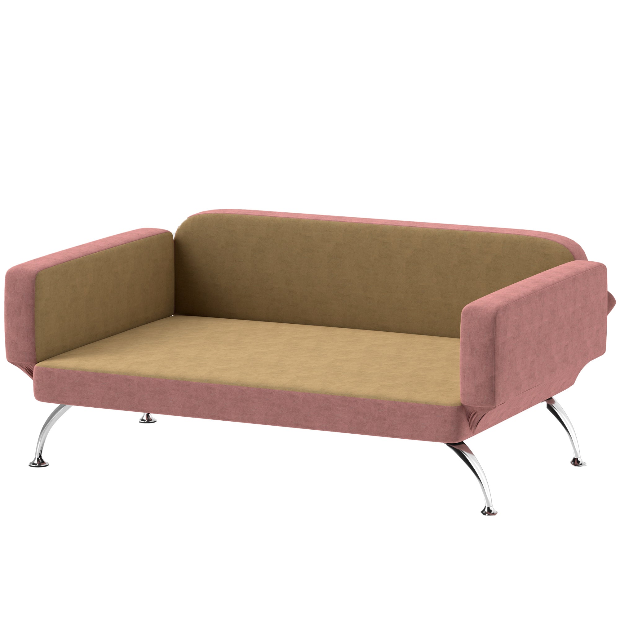 PawHut Dog Sofa Bed, Cat Couch Bed for Small, Medium & Large Dogs, Pet Sofa Bed with Adjustable Armrest, Backrest & Non-Slip Food Pads, Pink