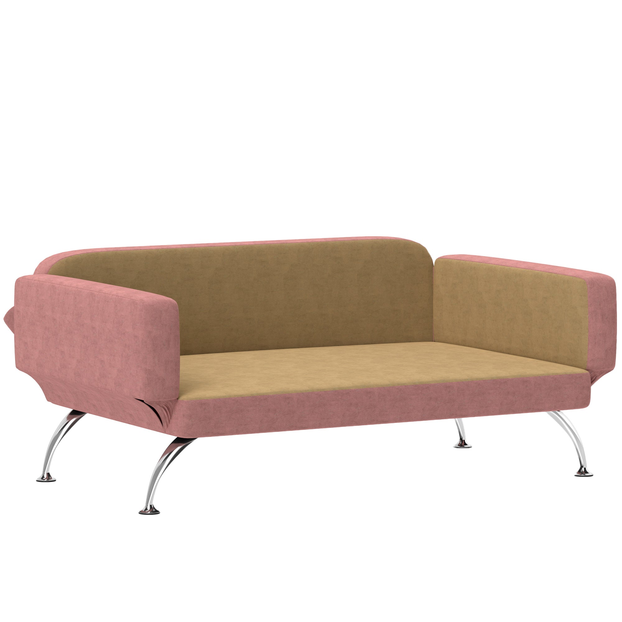 PawHut Dog Sofa Bed, Cat Couch Bed for Small, Medium & Large Dogs, Pet Sofa Bed with Adjustable Armrest, Backrest & Non-Slip Food Pads, Pink