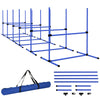 PawHut Set of 6 Dog Training Agility Gear Adjustable Jump Bar Pet Exercise Kit with Carrying Bag (Blue)