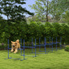 PawHut Set of 6 Dog Training Agility Gear Adjustable Jump Bar Pet Exercise Kit with Carrying Bag (Blue)