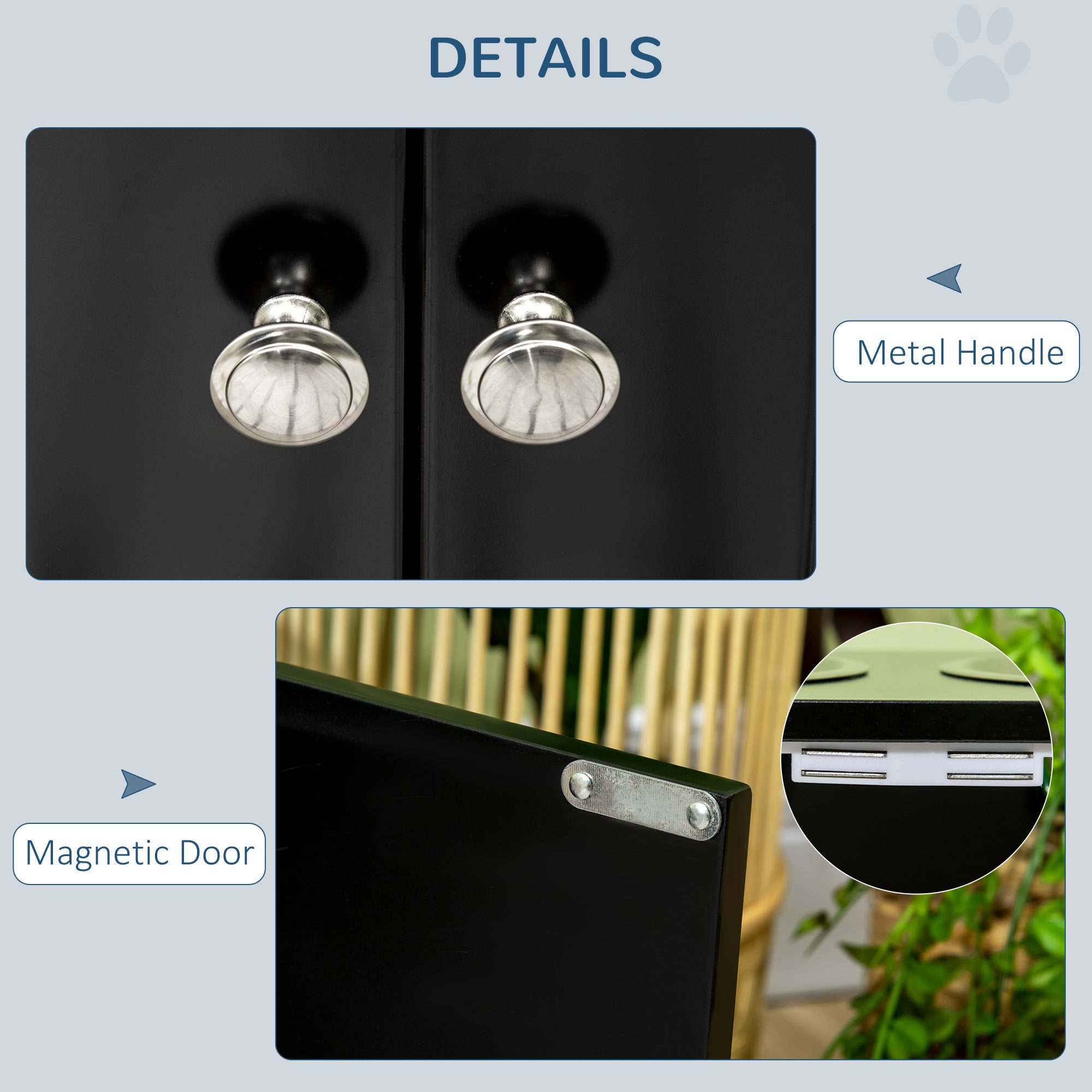 PawHut Elevated Dog Bowls for Large Dogs Pet Feeding Station with Stand, Storage, 2 Stainless Steel Food and Water Bowls, Black, 23.6" x 11.8" x 14"