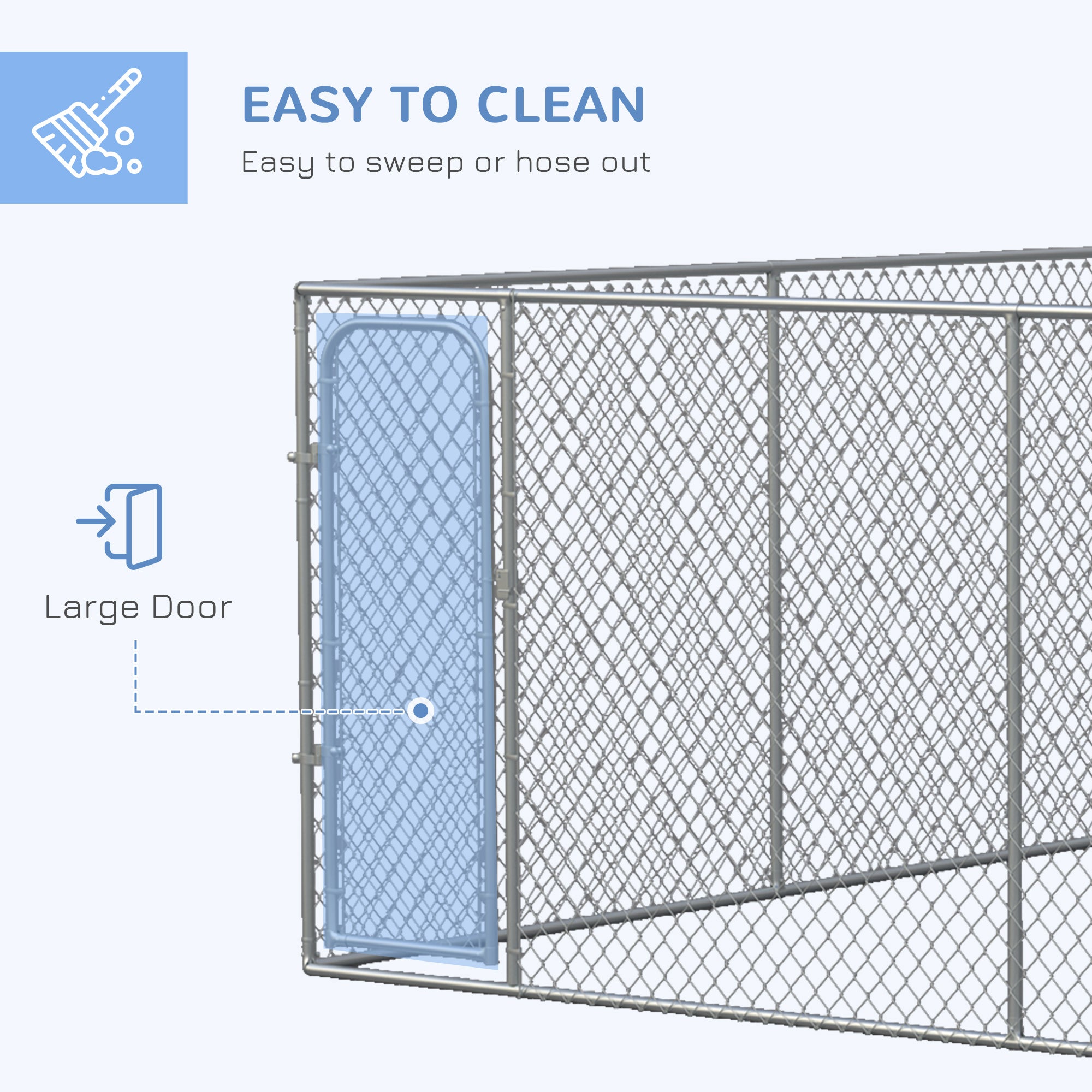 PawHut Large Dog Kennel Outside, Heavy Duty Dog Cage, Outdoor Fence Dog Run with Galvanized Chain Link, Secure Lock, 13.1' x 13.1' x 6'