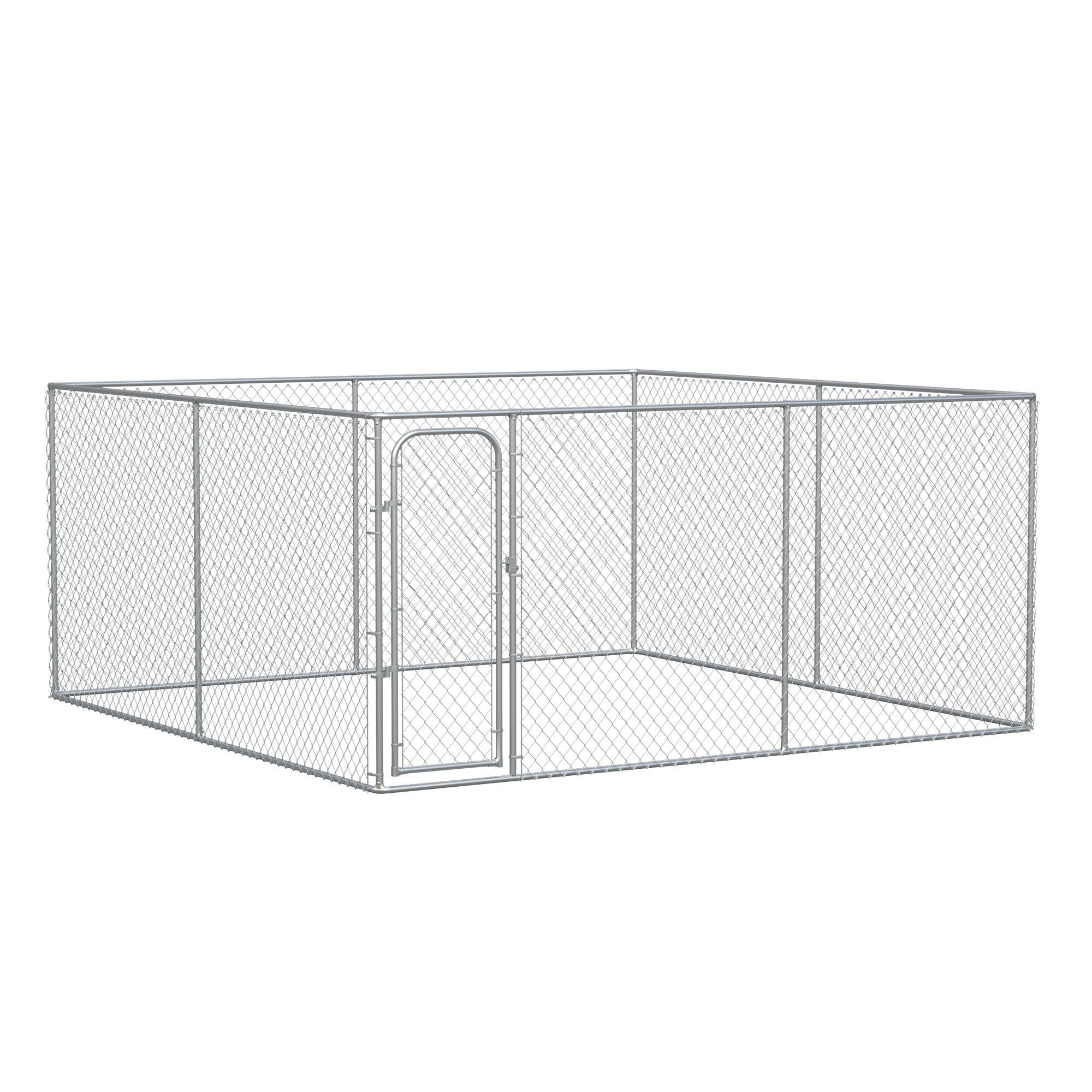 PawHut Large Dog Kennel Outside, Heavy Duty Dog Cage, Outdoor Fence Dog Run with Galvanized Chain Link, Secure Lock, 13.1' x 13.1' x 6'