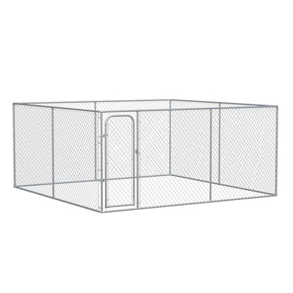 PawHut Large Dog Kennel Outside, Heavy Duty Dog Cage, Outdoor Fence Dog Run with Galvanized Chain Link, Secure Lock, 13.1' x 13.1' x 6'