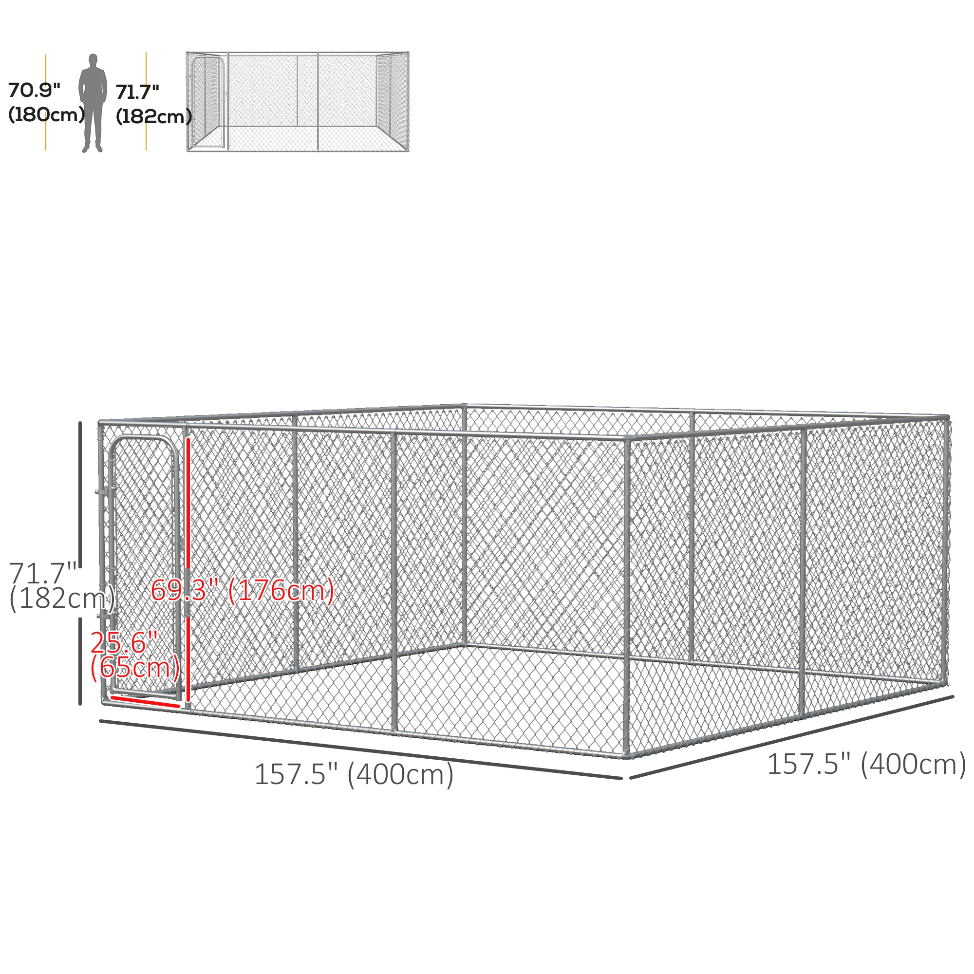PawHut 172 Sq. Ft. Dog Playpen Outdoor, Walk-in Dog Run Kennel Puppy Exercise Pen with Galvanized Steel Frame, for Small and Medium Dogs, 13' x 13' x 6'