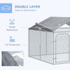 PawHut Dog Kennel Outdoor Run Fence with Roof, Steel Lock, Mesh Sidewalls for Backyard & Patio, 7.5' x 7.5' x 5.7'