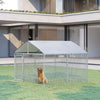 PawHut Dog Kennel Outdoor Run Fence with Roof, Steel Lock, Mesh Sidewalls for Backyard & Patio, 7.5' x 7.5' x 5.7'