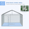 PawHut Dog Kennel Outdoor Run Fence with Roof, Steel Lock, Mesh Sidewalls for Backyard & Patio, 7.5' x 7.5' x 5.7'