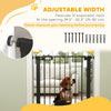 PawHut 30"-32" Extra Wide Pet Gate with Small Door, 35"H Dog Gate with Safety Gate Barrier, Stair Pressure Fit, Auto Close, Double Locking, for Doorways, Hallways, Black