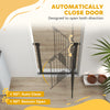 PawHut 30"-32" Extra Wide Pet Gate with Small Door, 35"H Dog Gate with Safety Gate Barrier, Stair Pressure Fit, Auto Close, Double Locking, for Doorways, Hallways, Black