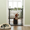 PawHut 30"-32" Extra Wide Pet Gate with Small Door, 35"H Dog Gate with Safety Gate Barrier, Stair Pressure Fit, Auto Close, Double Locking, for Doorways, Hallways, Black