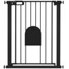 PawHut 30"-32" Extra Wide Pet Gate with Small Door, 35"H Dog Gate with Safety Gate Barrier, Stair Pressure Fit, Auto Close, Double Locking, for Doorways, Hallways, Black