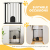 PawHut 30"-32" Extra Wide Pet Gate with Small Door, 35"H Dog Gate with Safety Gate Barrier, Stair Pressure Fit, Auto Close, Double Locking, for Doorways, Hallways, Black