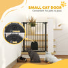 PawHut 30"-32" Extra Wide Pet Gate with Small Door, 35"H Dog Gate with Safety Gate Barrier, Stair Pressure Fit, Auto Close, Double Locking, for Doorways, Hallways, Black