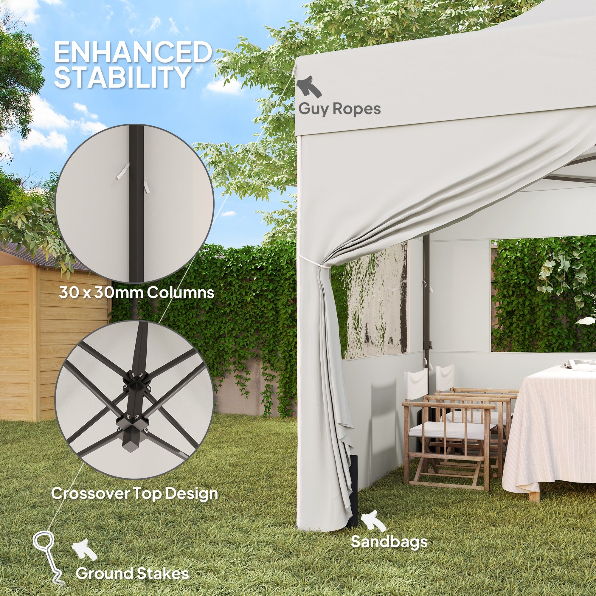 Outsunny 10' x 10' Pop Up Canopy Tent with Sidewalls, UPF50+ Instant Sun Shelter, Height Adjustable Portable Gazebo, with Wheeled Bag and Sand Bags for Outdoor, Garden, Patio