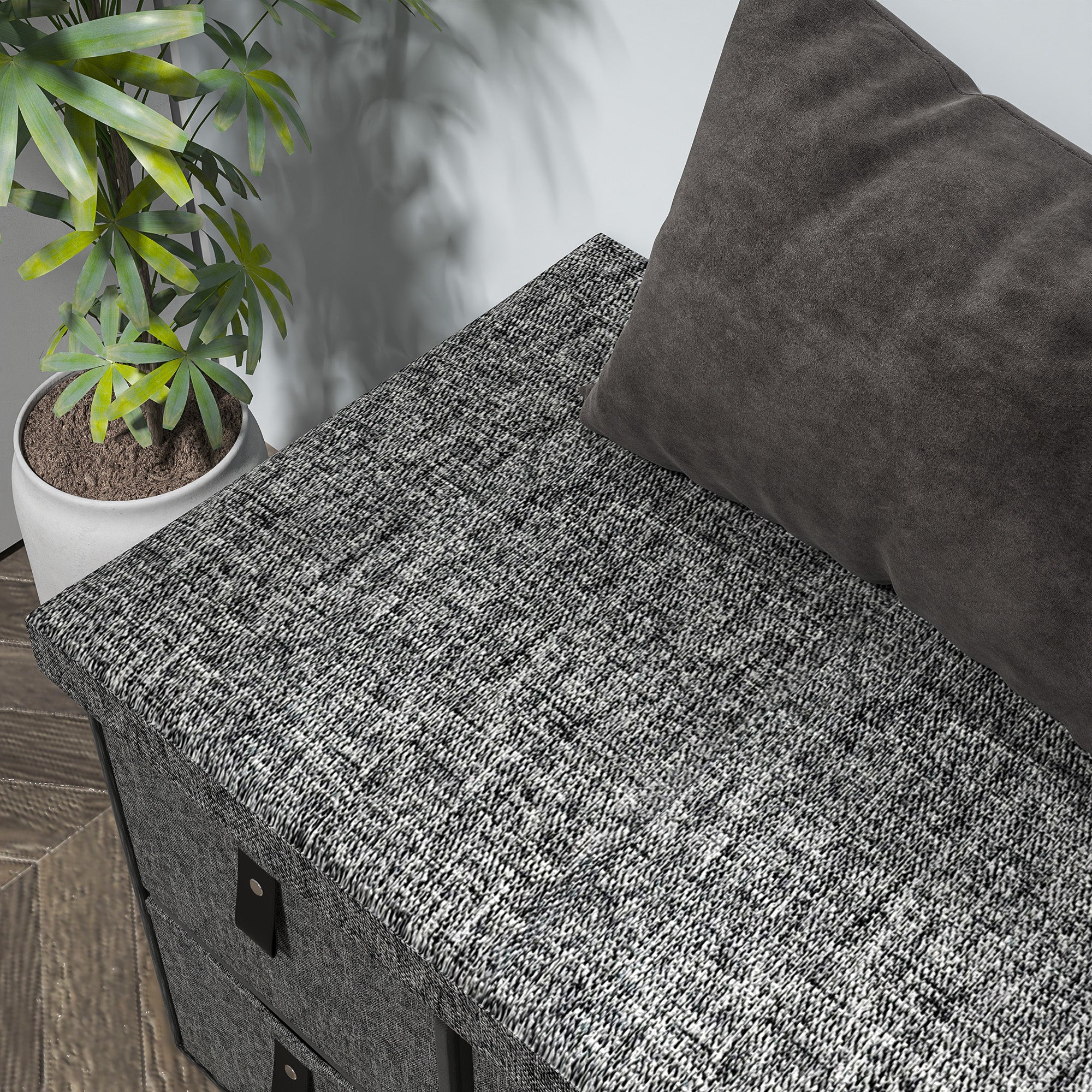 HOMCOM Shoe Bench with Seat, Shoe Storage Bench with Cushion and 6 Fabric Drawers for Entryway, Hallway, Living Room, Bedroom, Charcoal Grey