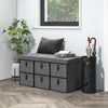 HOMCOM Shoe Bench with Seat, Shoe Storage Bench with Cushion and 6 Fabric Drawers for Entryway, Hallway, Living Room, Bedroom, Charcoal Grey