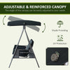 Outsunny 3 Seater Porch Swing Heavy Duty Outdoor Swing Chair Outdoor Lounge Hammock Cushioned Seat w/ Tilt Canopy, Black