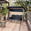 Outsunny 3 Seater Porch Swing Heavy Duty Outdoor Swing Chair Outdoor Lounge Hammock Cushioned Seat w/ Tilt Canopy, Black